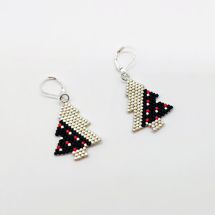 Pendientes Christmas tree plata y negro