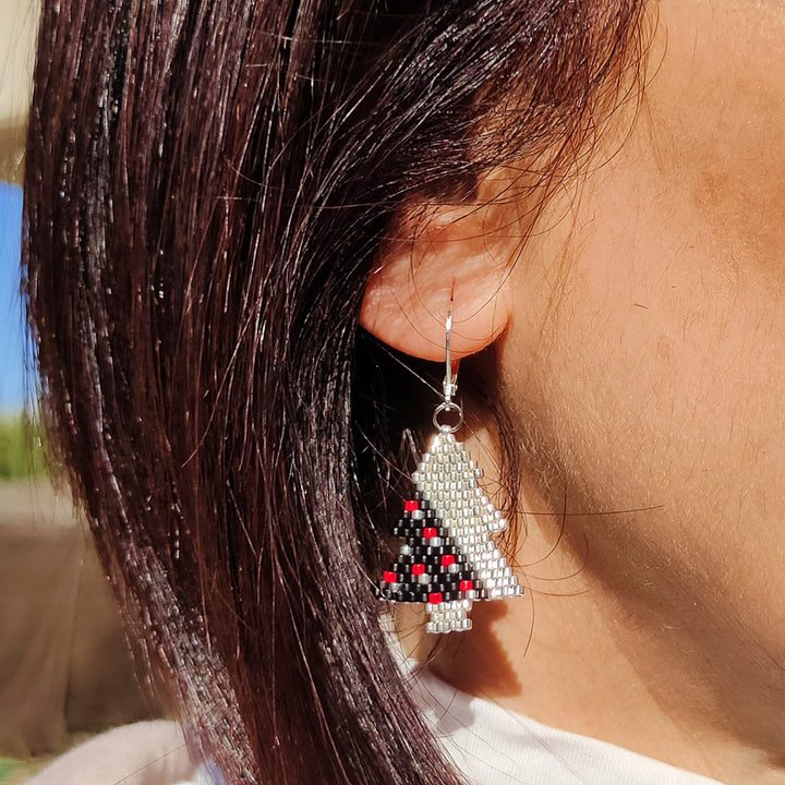 Pendientes Christmas tree plata y negro